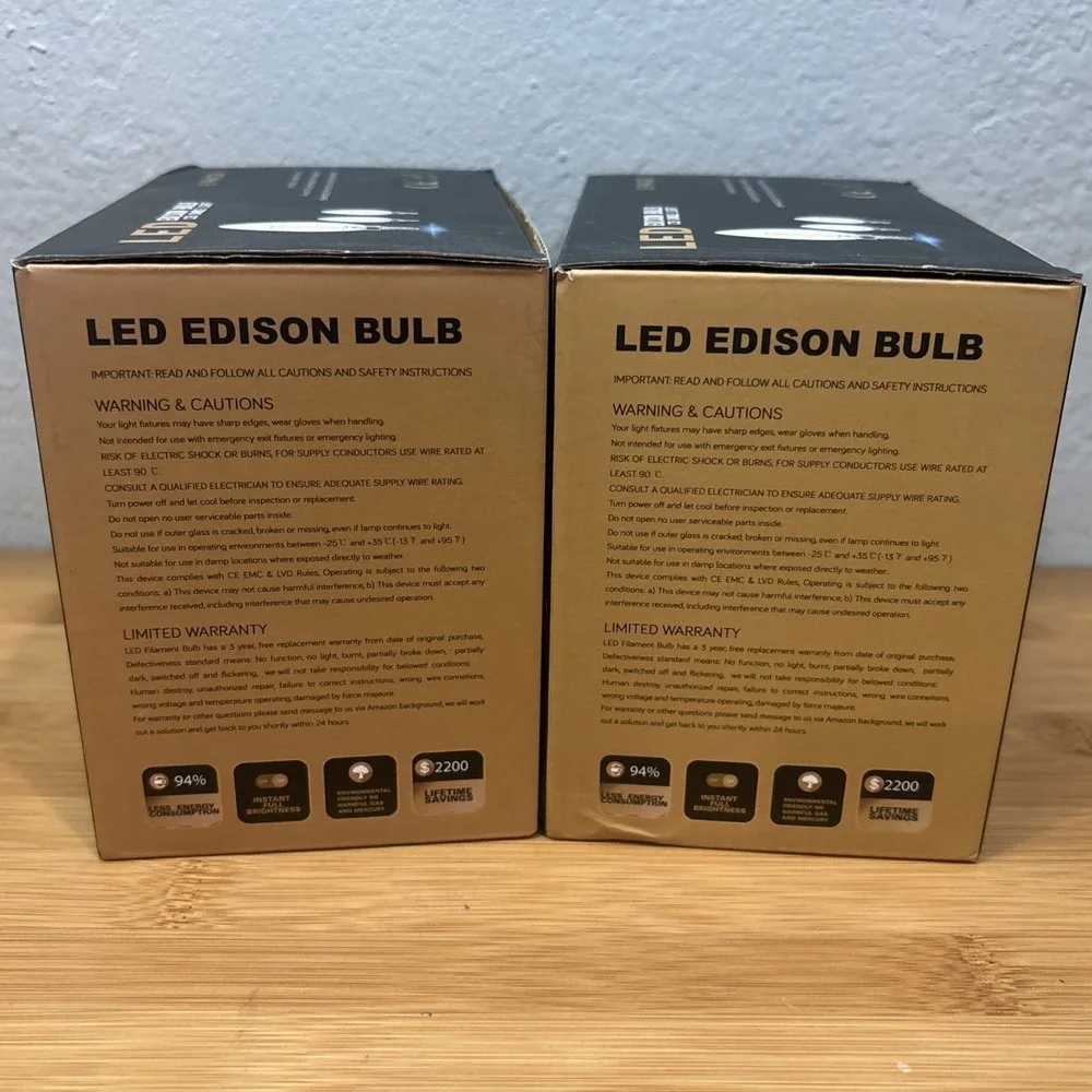 Lot of 2-LED Vintage Edison Bulb C35 candle light‎ chandelier- Brand new- 6 Each